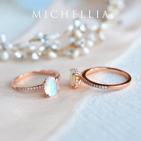 [Elaine] Modern Classic Oval Solitaire Ring in Moonstone Women's Ring michelliafinejewelry   