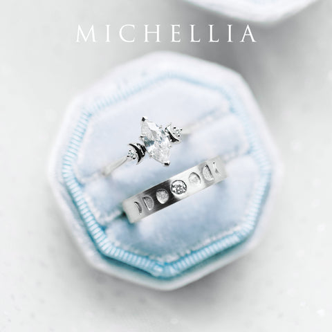 [Lucian] Men's Moon Phase Band in White Diamond Men's Band Michellia Fine Jewelry   