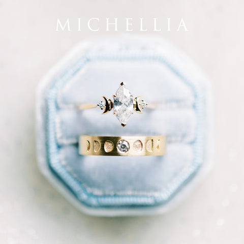 [Cressida] Moon Goddess Marquise Engagement Ring in Diamond / Moissanite Women's Ring michelliafinejewelry   