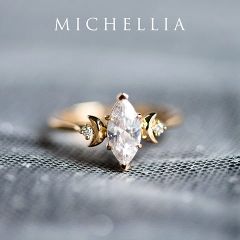 [Cressida] Moon Goddess Marquise Cut Ring in Lab Alexandrite Women's Ring michelliafinejewelry   
