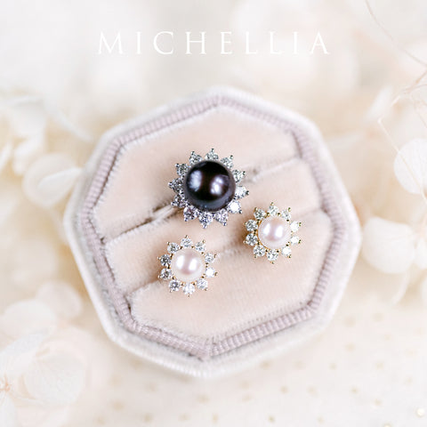 [Rosalie] Vintage Bloom Earrings in Akoya Pearl Earrings michelliafinejewelry   