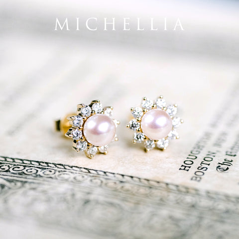 [Rosalie] Vintage Bloom Earrings in Akoya Pearl Earrings michelliafinejewelry   
