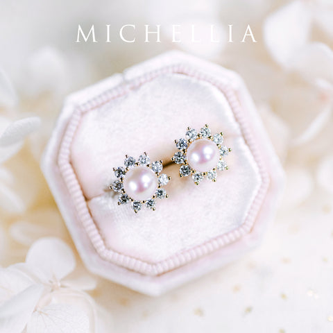 [Rosalie] Vintage Bloom Earrings in Akoya Pearl Earrings michelliafinejewelry   