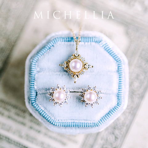 [Astrid] Art Deco Petite Necklace in Akoya Pearl Necklace michelliafinejewelry   