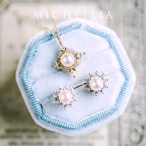 [Astrid] Art Deco Petite Necklace in Akoya Pearl Necklace michelliafinejewelry   