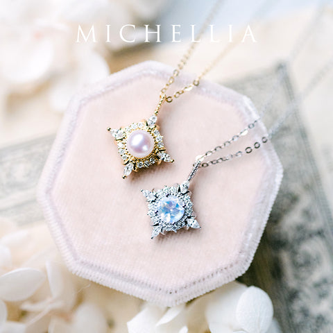 [Astrid] Art Deco Petite Necklace in Diamond / Moissanite Necklace michelliafinejewelry