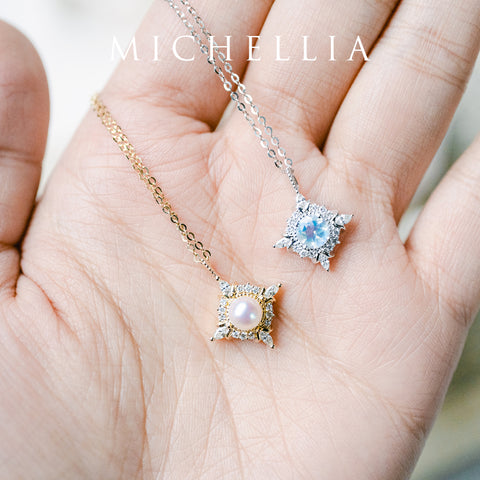 [Astrid] Art Deco Petite Necklace in Akoya Pearl Necklace michelliafinejewelry   