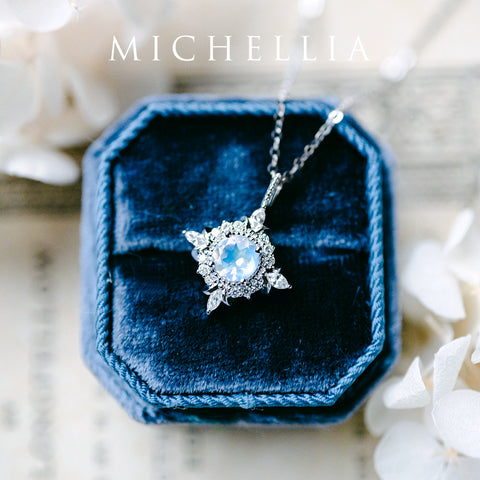 [Astrid] Art Deco Petite Necklace in Moonstone Necklace michelliafinejewelry   
