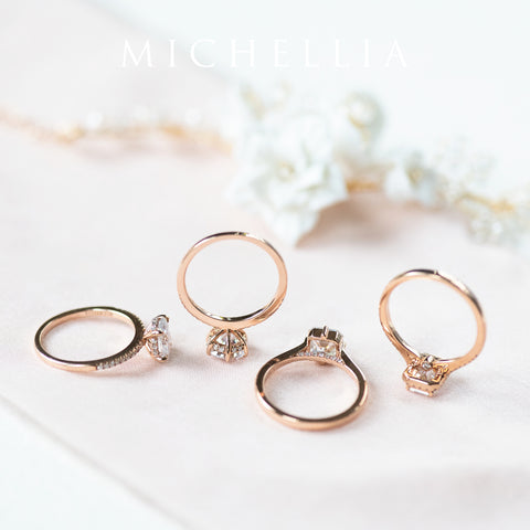 [Elaine] Classic Oval Solitaire Engagement Ring with Hidden Halo in Diamond / Moissanite Women's Ring michelliafinejewelry   