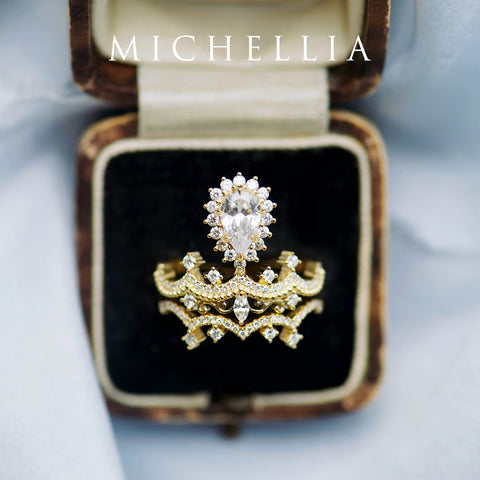 [Angelique] Venetian Crown Engagement Ring in Diamond / Moissanite Women's Ring michelliafinejewelry