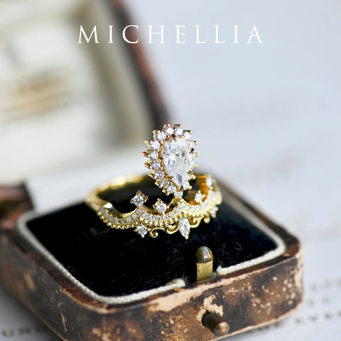 [Angelique] Venetian Crown Engagement Ring in Diamond / Moissanite Women's Ring michelliafinejewelry