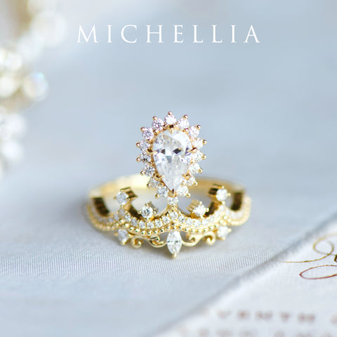 [Angelique] Venetian Crown Engagement Ring in Diamond / Moissanite Women's Ring michelliafinejewelry