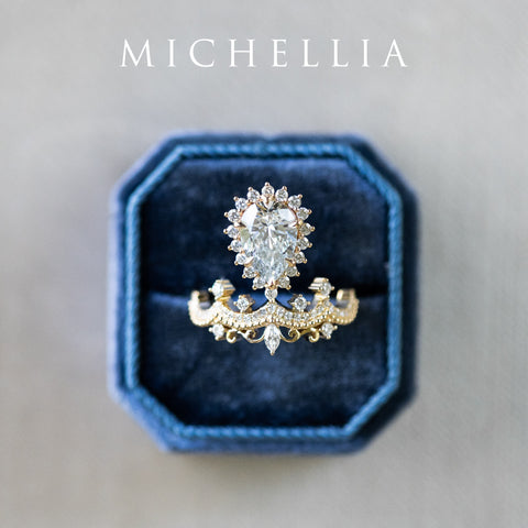 [Angelique] Venetian Crown Engagement Ring in Diamond / Moissanite Women's Ring michelliafinejewelry