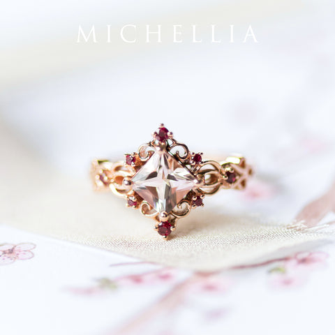 [Anna] Vintage Square Princess Cut Ring in Lab Emerald Women's Ring michelliafinejewelry   