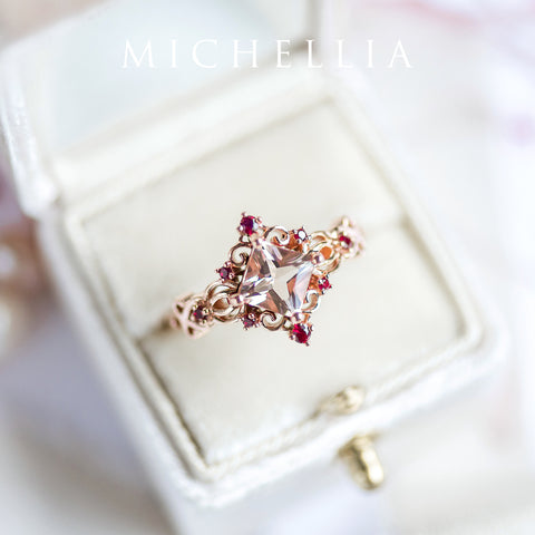 [Elsa] Vintage Square Princess Cut Engagement Ring in Diamond / Moissanite Women's Ring michelliafinejewelry   