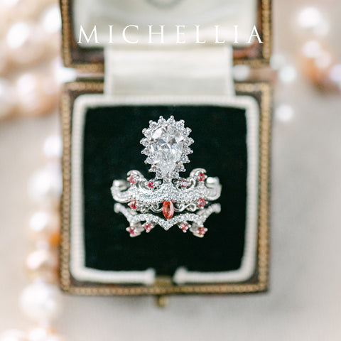 [Angelique] Venetian Crown Engagement Ring in Diamond / Moissanite Women's Ring michelliafinejewelry