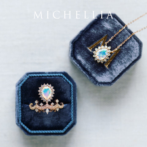 [Angelique] Venetian Crown Chandelier Ring in Australian Opal Women's Ring michelliafinejewelry