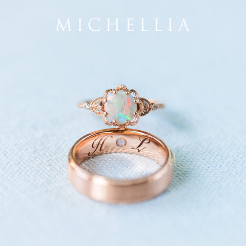 [Evanthe] Vintage Floral Engagement Ring in Opal Women's Ring michelliafinejewelry   