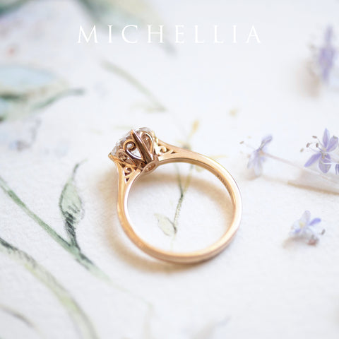 [Marguerite] Victorian Lace Solitaire Engagement Ring in Diamond / Moissanite Women's Ring michelliafinejewelry   