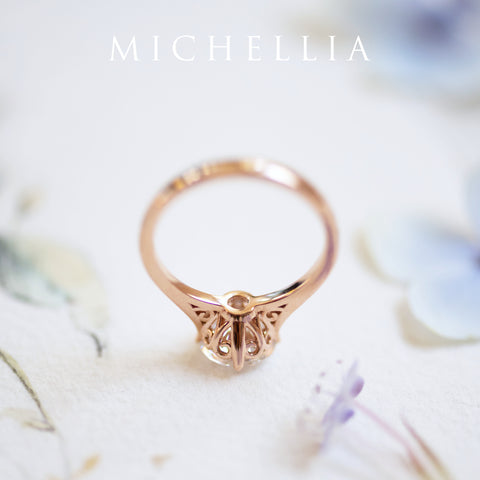 [Marguerite] Victorian Lace Solitaire Engagement Ring in Diamond / Moissanite Women's Ring michelliafinejewelry   