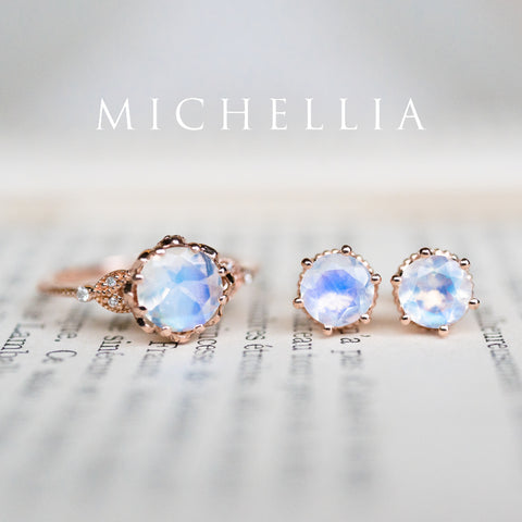 [Evanthe] Vintage Floral Engagement Ring in Moonstone Women's Ring michelliafinejewelry   