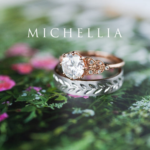 [Kerensa] Classic Floral Engagement Ring in Diamond / Moissanite Women's Ring michelliafinejewelry   