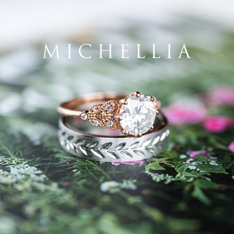 [Kerensa] Classic Floral Engagement Ring in Diamond / Moissanite Women's Ring michelliafinejewelry   