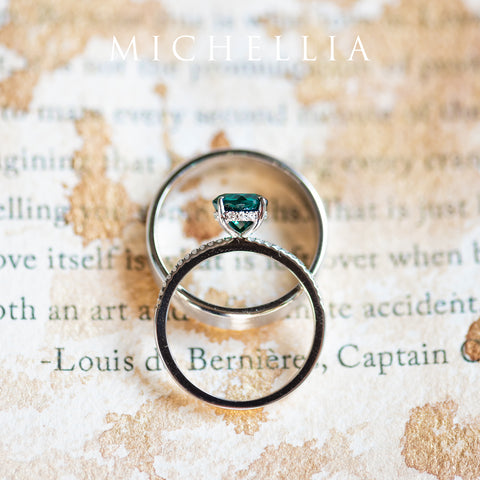 [Celia] Modern Classic Solitaire Ring in Lab Emerald Women's Ring michelliafinejewelry   