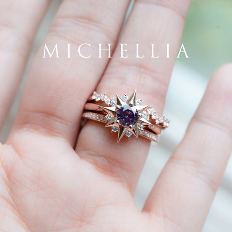 [Astra] Starlight Engagement Ring in Lab Alexandrite Women's Ring michelliafinejewelry   