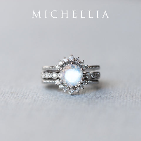 [Evelyn] Vintage Classic Crown Engagement Ring in Moonstone Women's Ring michelliafinejewelry