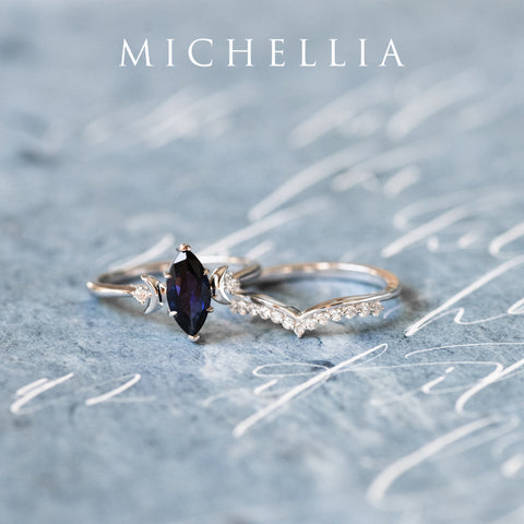 [Cressida] Moon Goddess Marquise Cut Ring in Lab Alexandrite Women's Ring michelliafinejewelry   