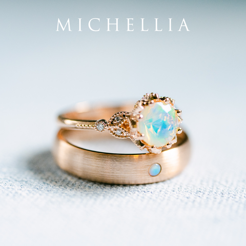 [Evanthe] Vintage Floral Engagement Ring in Opal Women's Ring michelliafinejewelry   