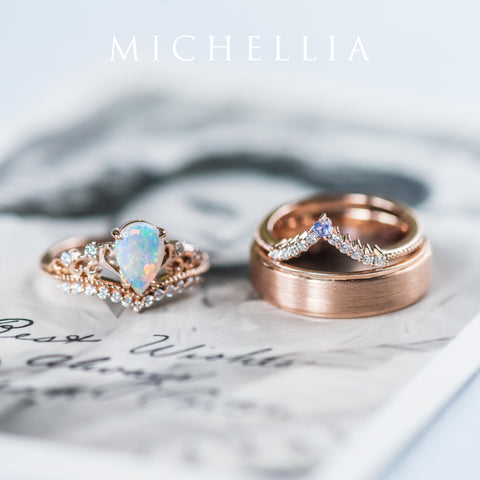 [Francesca] Heirloom Crown Pear Engagement Engagement Ring in Opal Women's Ring michelliafinejewelry   
