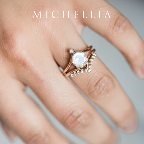 [Aisha] Moonrise Engagement Ring in Diamond / Moissanite Women's Ring michelliafinejewelry   
