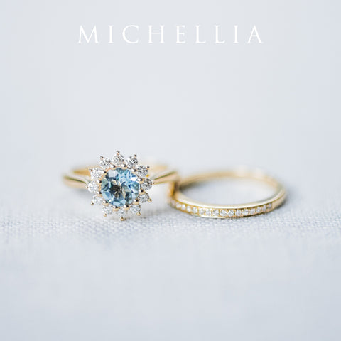 [Rosalie] Vintage Bloom Ring in Aquamarine Women's Ring michelliafinejewelry   