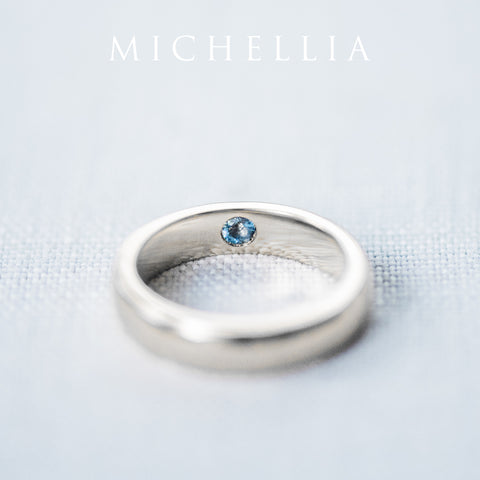 [Noah] Men's Classic Comfort Fit Band with Hidden Aquamarine, 5mm Men's Band Michellia Fine Jewelry   