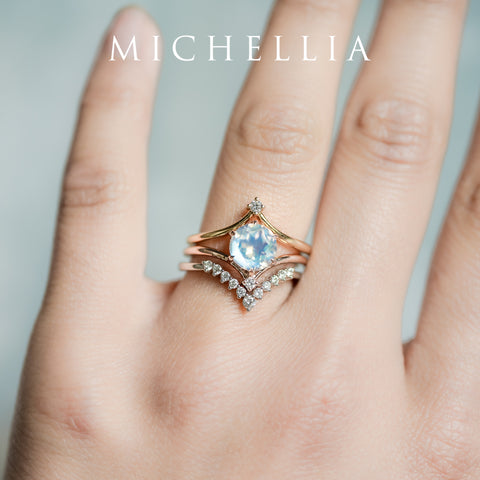 [Aisha] Moonrise Engagement Ring in Diamond / Moissanite Women's Ring michelliafinejewelry   