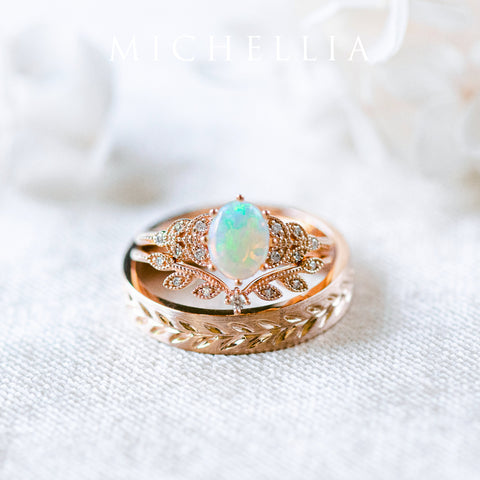 [Oliver] Men's Engraved Laurel Leaf Band Men's Band Michellia Fine Jewelry   