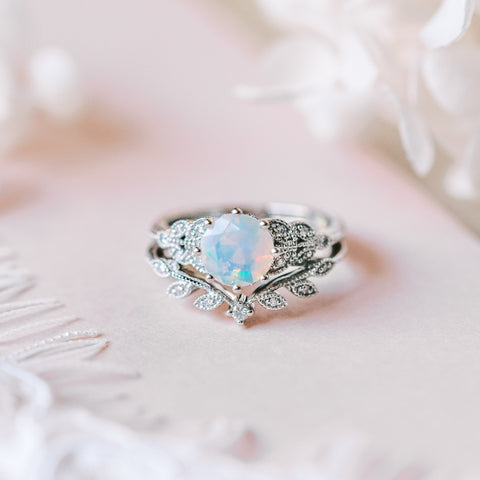 [Kerensa] Classic Floral Engagement Ring in Opal Women's Ring michelliafinejewelry
