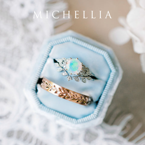 [Kerensa] Classic Floral Engagement Ring in Opal Women's Ring michelliafinejewelry