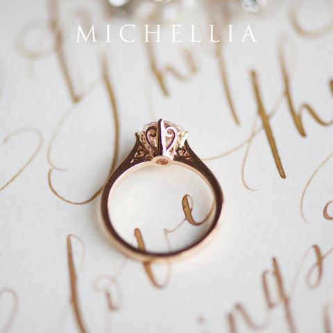 [Marguerite] Victorian Lace Solitaire Engagement Ring in Diamond / Moissanite Women's Ring michelliafinejewelry   