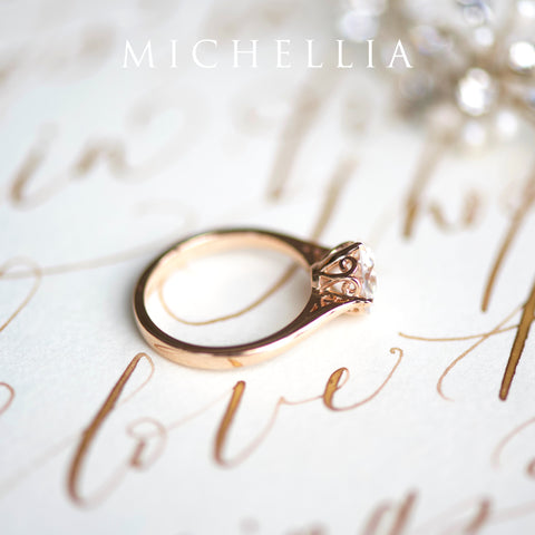 [Marguerite] Victorian Lace Solitaire Engagement Ring in Diamond / Moissanite Women's Ring michelliafinejewelry   