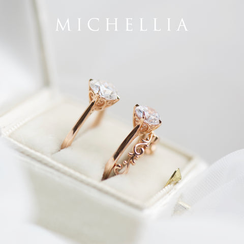 [Marguerite] Victorian Lace Solitaire Engagement Ring in Diamond / Moissanite Women's Ring michelliafinejewelry   