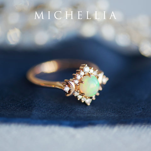 [Selene] Moon Goddess Engagement Ring in Australian Opal Women's Ring michelliafinejewelry