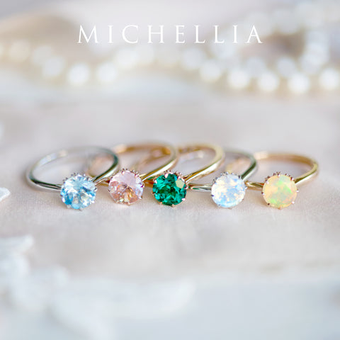 [Victoria] Classic Crown Solitaire Ring in Opal Women's Ring michelliafinejewelry   