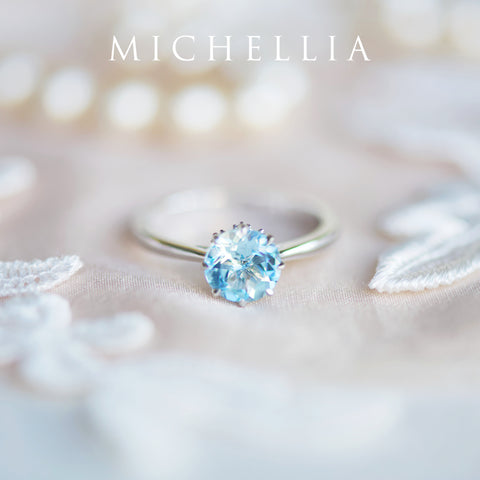 [Victoria] Classic Crown Solitaire Ring in Aquamarine Women's Ring michelliafinejewelry   