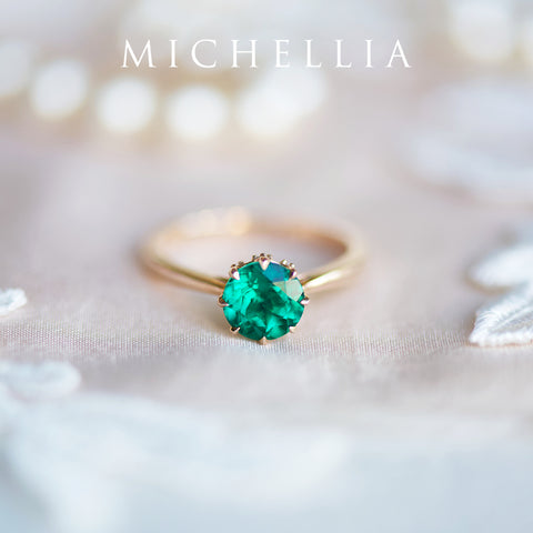 [Victoria] Classic Crown Solitaire Ring in Lab Emerald Women's Ring michelliafinejewelry   