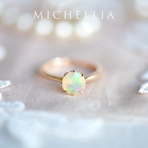 [Victoria] Classic Crown Solitaire Ring in Opal Women's Ring michelliafinejewelry   