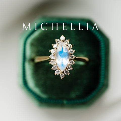 [Helena] Vintage Bloom Marquise Cut Ring in Moonstone Women's Ring michelliafinejewelry   