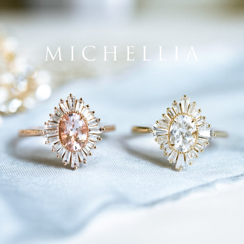 [Athena] Vintage Deco Oval Cut Goddess Ring in Morganite Women's Ring michelliafinejewelry   